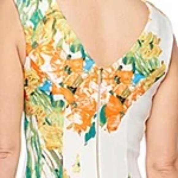 Floral Sleeveless Dress in White and Yellow - Picture 4 of 15